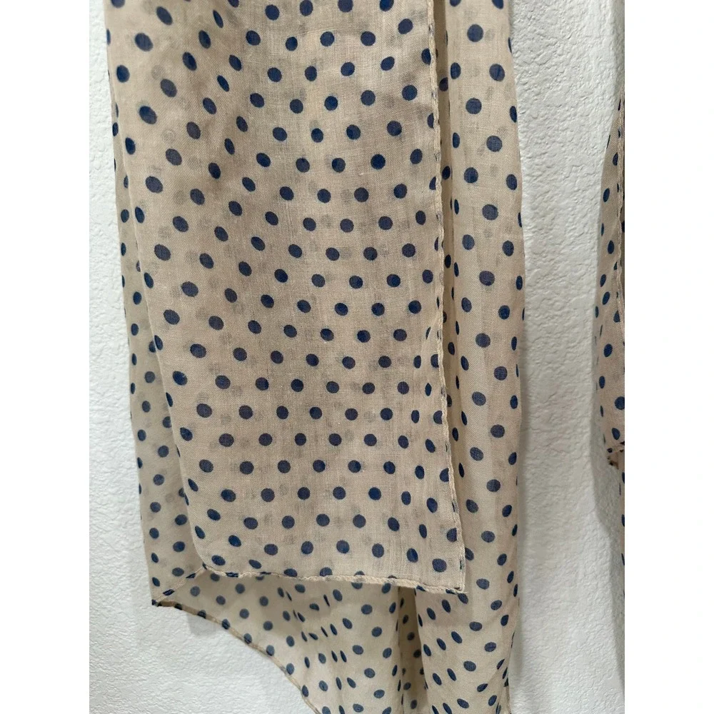 Unbranded Tan and Navy Polka Dot Viscose Scarf Lightweight Gauze Wrap